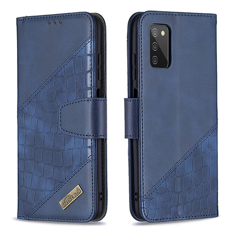 Custodia Portafoglio In Pelle Cover con Supporto B03F per Samsung Galaxy A02s Blu