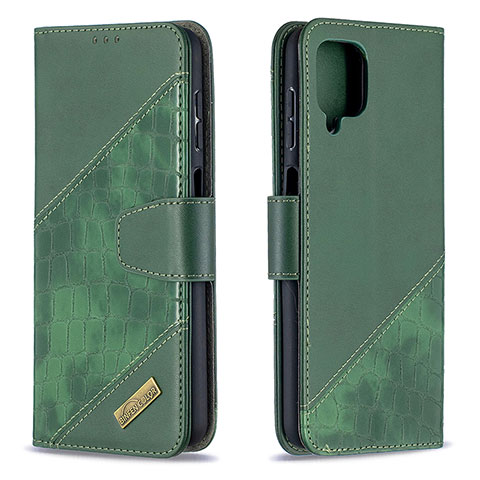 Custodia Portafoglio In Pelle Cover con Supporto B03F per Samsung Galaxy A12 Nacho Grigio Scuro