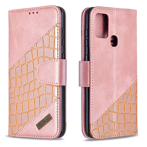 Custodia Portafoglio In Pelle Cover con Supporto B03F per Samsung Galaxy A21s Oro Rosa