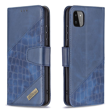 Custodia Portafoglio In Pelle Cover con Supporto B03F per Samsung Galaxy A22 5G Blu