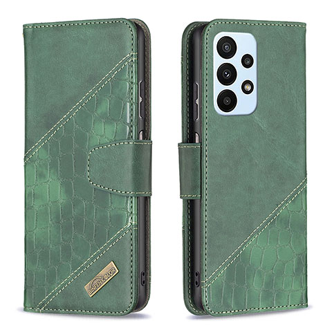 Custodia Portafoglio In Pelle Cover con Supporto B03F per Samsung Galaxy A23 4G Verde