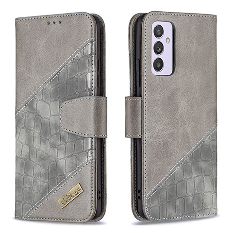 Custodia Portafoglio In Pelle Cover con Supporto B03F per Samsung Galaxy A24 4G Grigio Scuro