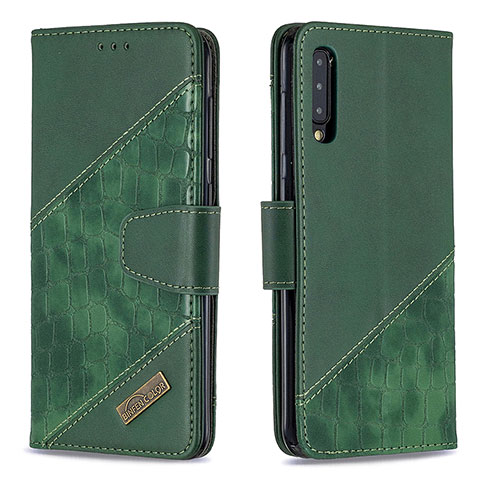 Custodia Portafoglio In Pelle Cover con Supporto B03F per Samsung Galaxy A30S Verde