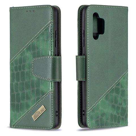 Custodia Portafoglio In Pelle Cover con Supporto B03F per Samsung Galaxy A32 4G Verde