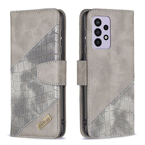 Custodia Portafoglio In Pelle Cover con Supporto B03F per Samsung Galaxy A33 5G Grigio Scuro