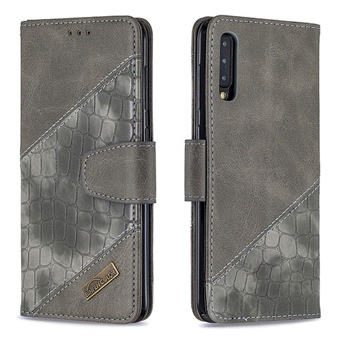 Custodia Portafoglio In Pelle Cover con Supporto B03F per Samsung Galaxy A50S Grigio Scuro