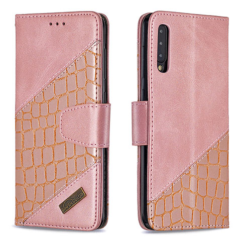 Custodia Portafoglio In Pelle Cover con Supporto B03F per Samsung Galaxy A50S Oro Rosa