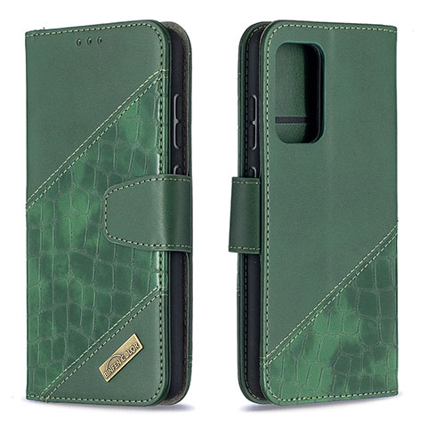 Custodia Portafoglio In Pelle Cover con Supporto B03F per Samsung Galaxy A52 5G Verde