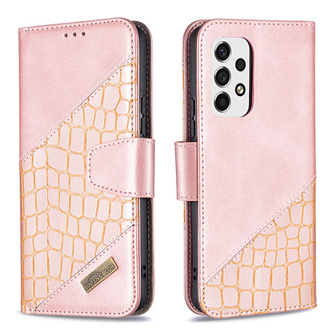 Custodia Portafoglio In Pelle Cover con Supporto B03F per Samsung Galaxy A53 5G Oro Rosa