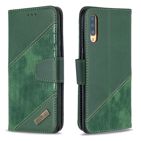 Custodia Portafoglio In Pelle Cover con Supporto B03F per Samsung Galaxy A70S Verde