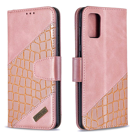 Custodia Portafoglio In Pelle Cover con Supporto B03F per Samsung Galaxy A71 5G Oro Rosa