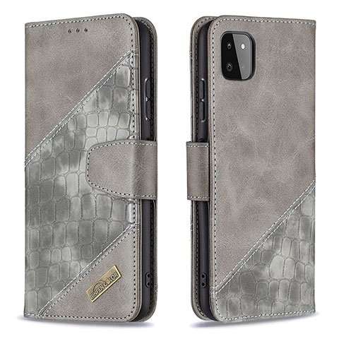 Custodia Portafoglio In Pelle Cover con Supporto B03F per Samsung Galaxy F42 5G Grigio Scuro