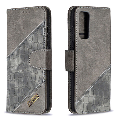 Custodia Portafoglio In Pelle Cover con Supporto B03F per Samsung Galaxy S20 FE 5G Grigio Scuro