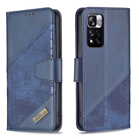 Custodia Portafoglio In Pelle Cover con Supporto B03F per Xiaomi Mi 11i 5G (2022) Blu