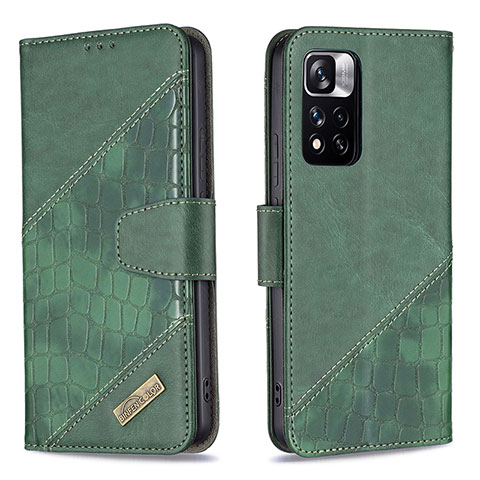 Custodia Portafoglio In Pelle Cover con Supporto B03F per Xiaomi Mi 11i 5G (2022) Verde