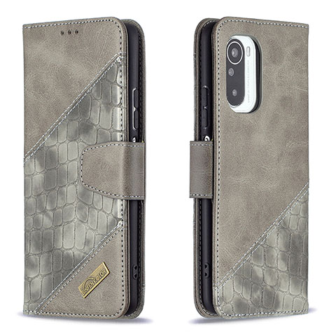 Custodia Portafoglio In Pelle Cover con Supporto B03F per Xiaomi Mi 11i 5G Grigio Scuro