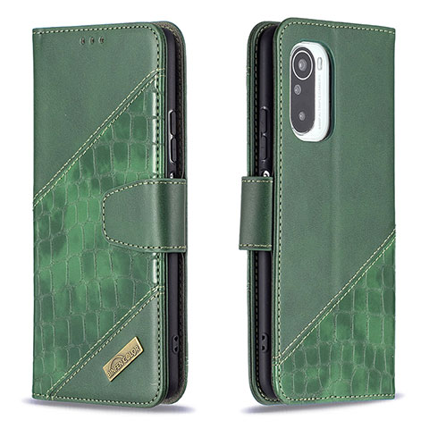 Custodia Portafoglio In Pelle Cover con Supporto B03F per Xiaomi Mi 11X 5G Verde