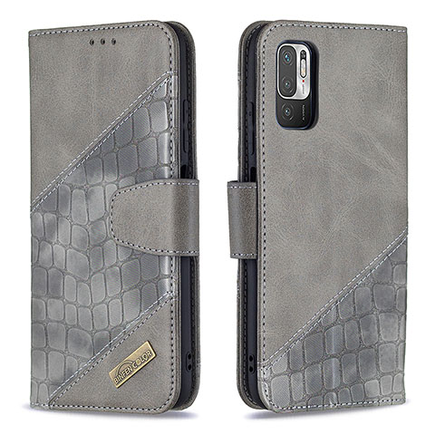 Custodia Portafoglio In Pelle Cover con Supporto B03F per Xiaomi POCO M3 Pro 5G Grigio Scuro