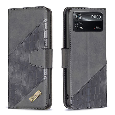 Custodia Portafoglio In Pelle Cover con Supporto B03F per Xiaomi Poco X4 Pro 5G Nero