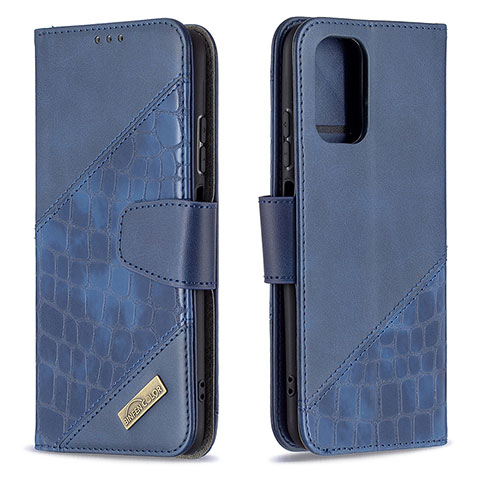 Custodia Portafoglio In Pelle Cover con Supporto B03F per Xiaomi Redmi Note 10 4G Blu