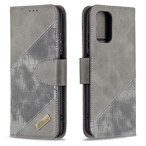 Custodia Portafoglio In Pelle Cover con Supporto B03F per Xiaomi Redmi Note 10 4G Grigio Scuro