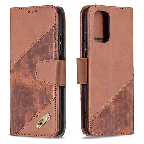 Custodia Portafoglio In Pelle Cover con Supporto B03F per Xiaomi Redmi Note 10 4G Marrone