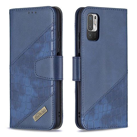 Custodia Portafoglio In Pelle Cover con Supporto B03F per Xiaomi Redmi Note 10 5G Blu