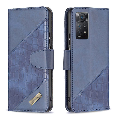 Custodia Portafoglio In Pelle Cover con Supporto B03F per Xiaomi Redmi Note 11 Pro 4G Blu