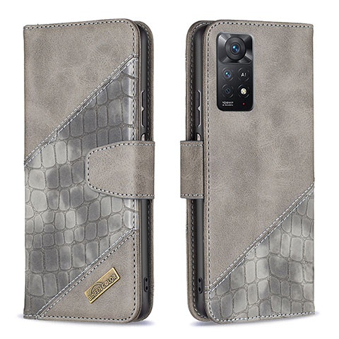 Custodia Portafoglio In Pelle Cover con Supporto B03F per Xiaomi Redmi Note 11 Pro 4G Grigio Scuro