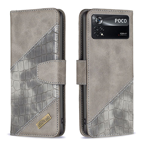 Custodia Portafoglio In Pelle Cover con Supporto B03F per Xiaomi Redmi Note 11E Pro 5G Grigio Scuro