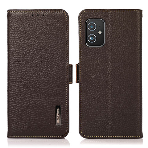 Custodia Portafoglio In Pelle Cover con Supporto B03H per Asus Zenfone 8 ZS590KS Marrone