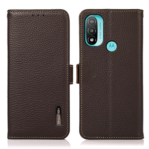 Custodia Portafoglio In Pelle Cover con Supporto B03H per Motorola Moto E40 Marrone