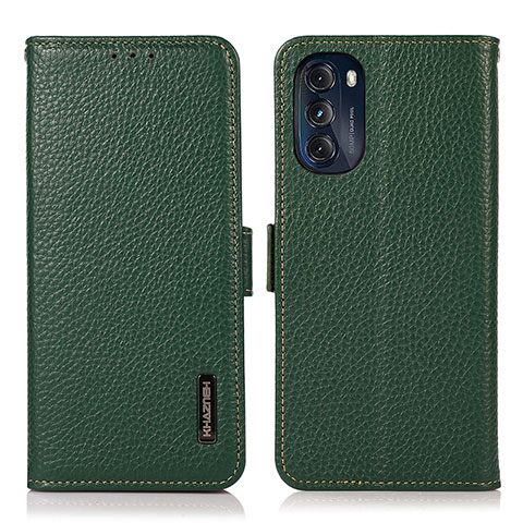 Custodia Portafoglio In Pelle Cover con Supporto B03H per Motorola Moto G 5G (2022) Verde