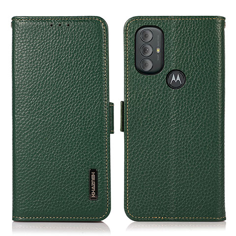 Custodia Portafoglio In Pelle Cover con Supporto B03H per Motorola Moto G Play Gen 2 Verde