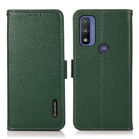 Custodia Portafoglio In Pelle Cover con Supporto B03H per Motorola Moto G Pure Verde