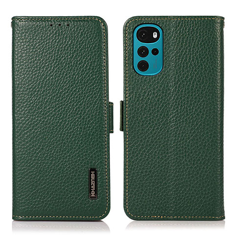 Custodia Portafoglio In Pelle Cover con Supporto B03H per Motorola Moto G22 Verde