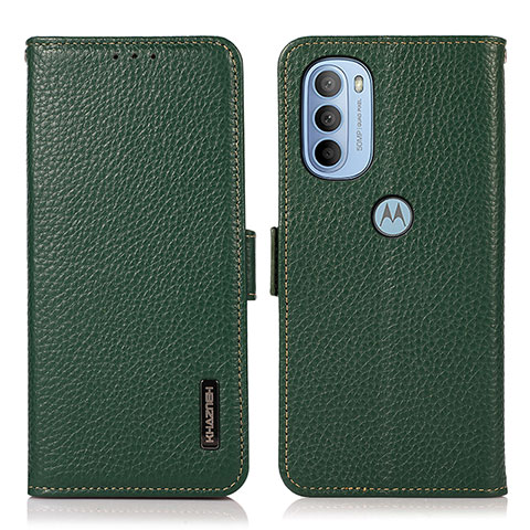 Custodia Portafoglio In Pelle Cover con Supporto B03H per Motorola Moto G31 Verde