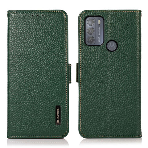 Custodia Portafoglio In Pelle Cover con Supporto B03H per Motorola Moto G50 Verde