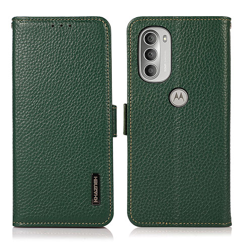 Custodia Portafoglio In Pelle Cover con Supporto B03H per Motorola Moto G51 5G Verde