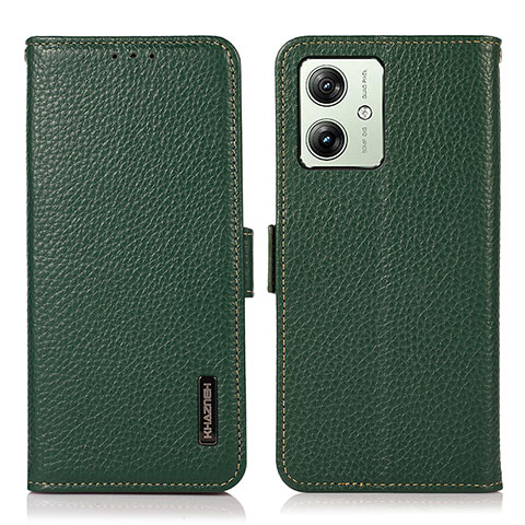 Custodia Portafoglio In Pelle Cover con Supporto B03H per Motorola Moto G54 5G Verde