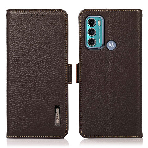 Custodia Portafoglio In Pelle Cover con Supporto B03H per Motorola Moto G60 Marrone