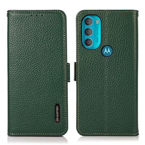 Custodia Portafoglio In Pelle Cover con Supporto B03H per Motorola Moto G71 5G Verde