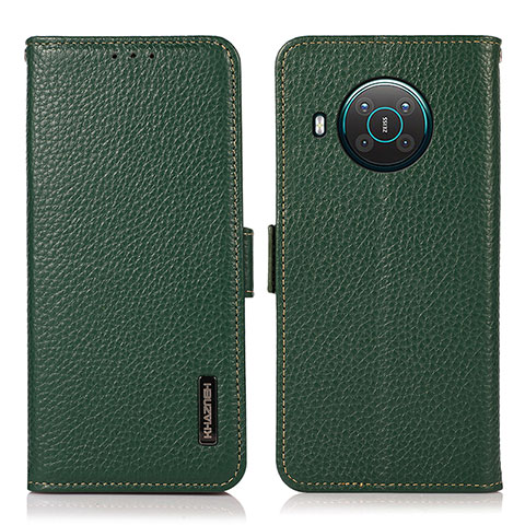 Custodia Portafoglio In Pelle Cover con Supporto B03H per Nokia X10 Verde