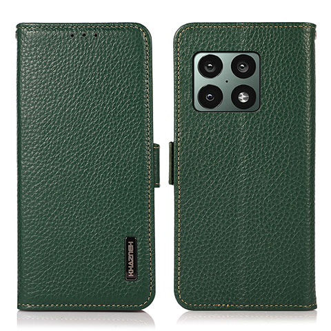 Custodia Portafoglio In Pelle Cover con Supporto B03H per OnePlus 10 Pro 5G Verde