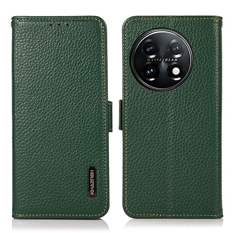 Custodia Portafoglio In Pelle Cover con Supporto B03H per OnePlus 11 5G Verde