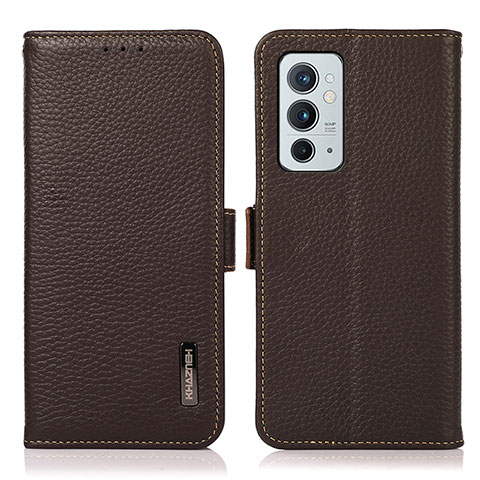 Custodia Portafoglio In Pelle Cover con Supporto B03H per OnePlus 9RT 5G Marrone