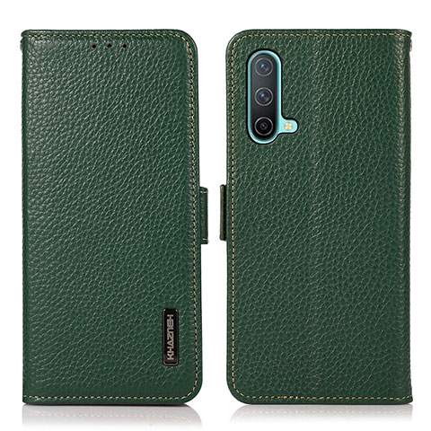 Custodia Portafoglio In Pelle Cover con Supporto B03H per OnePlus Nord CE 5G Verde