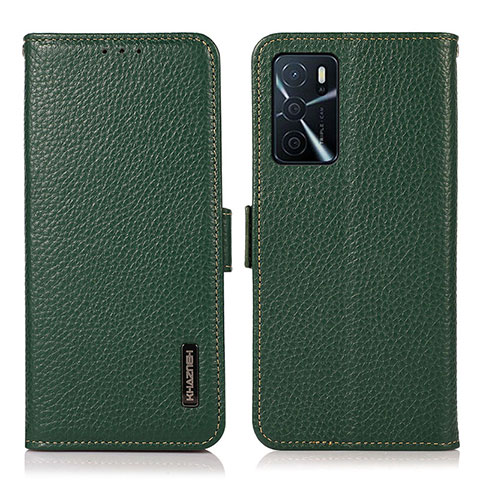 Custodia Portafoglio In Pelle Cover con Supporto B03H per Oppo A16 Verde