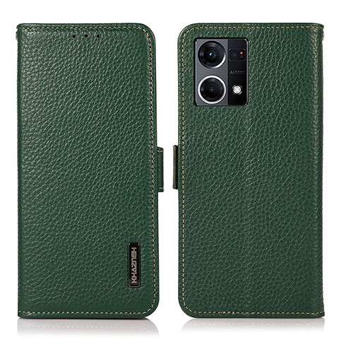 Custodia Portafoglio In Pelle Cover con Supporto B03H per Oppo Reno7 4G Verde