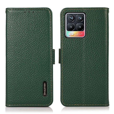 Custodia Portafoglio In Pelle Cover con Supporto B03H per Realme 8 Pro Verde